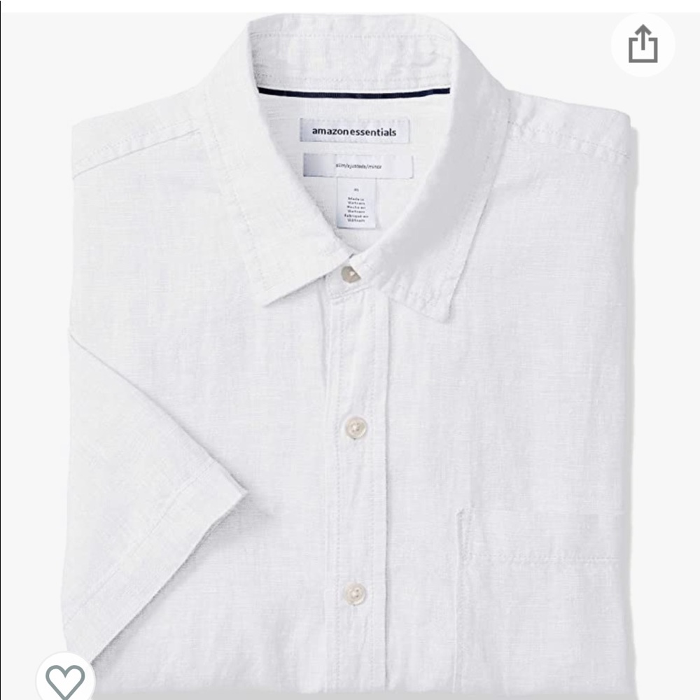 NWT Men's Slim Short-Sleeve Linen Shirt Large